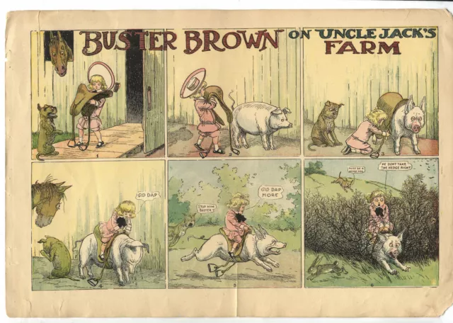 R.F. Outcault Buster Brown On Uncle Jack's Farm Comic Strip
