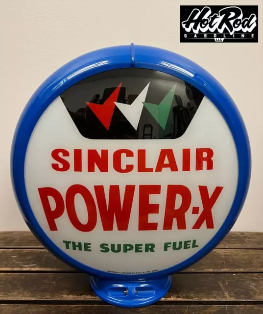 SINCLAIR POWER-X Triple Check Reproduction 13.5" Gas Pump Globe - (Blue Body)