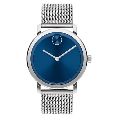 *BRAND NEW* Movado Bold Blue Dial Silver-tone Mesh Bracelet Men's Watch 3600901