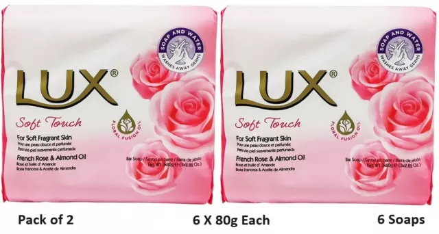 6X Lux Pastilla de Jabón Tacto Suave 80g (2 X Paquete De 3)