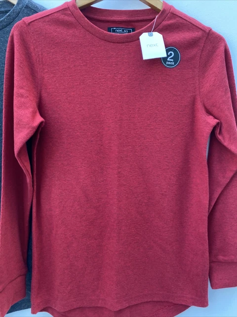 Boys Next top 11 anni confezione da due maniche lunghe con etichette rosso grigio maglia fine 2