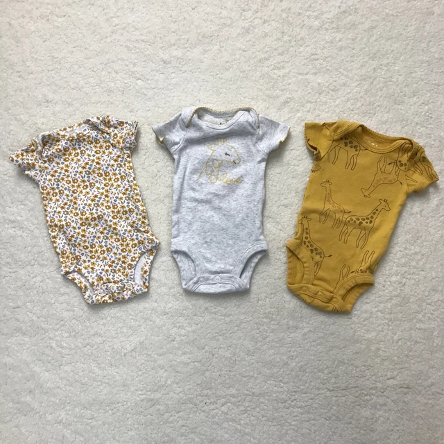 Baby Girl One Piece (set of 3) Newborn Yellow Giraffe Love Flowers Carter's