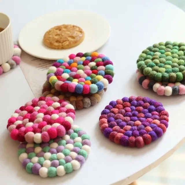 Cute Round Handmade Mats Round Felt Coaster Felt Material for Drinks Cups