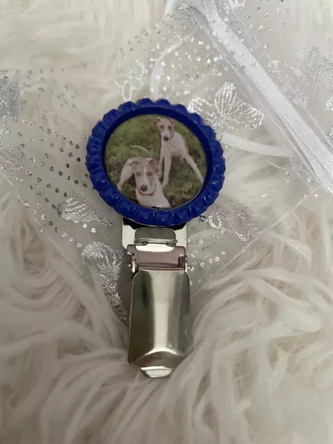 Personalised Dog Show Exhibitor Ring Clip With Coloured Surround