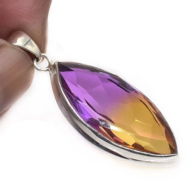 Ametrine Emerald Cut Pendant Simulated 925 Sterling Silver Jewelry 1.5'' to 2"