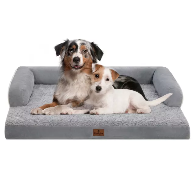 Soft Plush Orthopedic Gray X-Large Dog Bed Memory Foam Pet Pad w/ Washable Cover