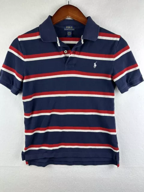 POLO BY RALPH Lauren Short Sleeve Blue Red White Striped Polo Size ...