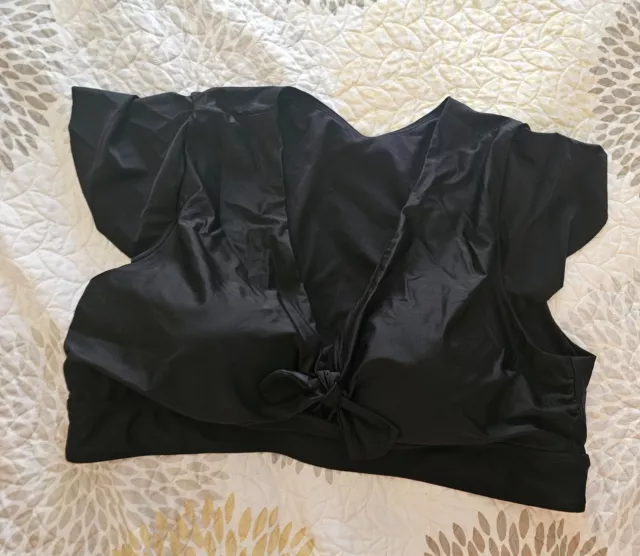 Torrid Swim Wireless Flutter Sleeve Bikini Top Black 4x