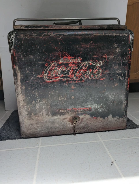 Vintage Rare Coca Cola Cooler - Progress Refrigerator Co. Original Black