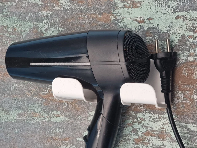 1x soporte secador de pelo montaje en pared sin taladrar gancho de enchufe para baño NUEVO