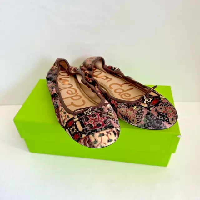 SAM EDELMAN FELICIA Velvet Ballet Flats New Size UK 5.5 Paisley