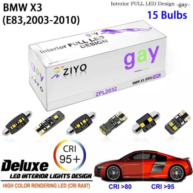 15 Bulbs LED Interior Light Kit Xenon White Dome Light For E83 2003-2010 BMW X3