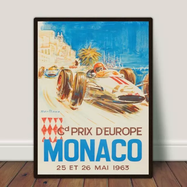 Monaco Grand Prix Car Race Wall Art poster Choose your Size