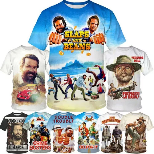 Terence Hill and Bud Spencer 3D womens/mens Short Sleeve T-Shirt Casual Tops Tee
