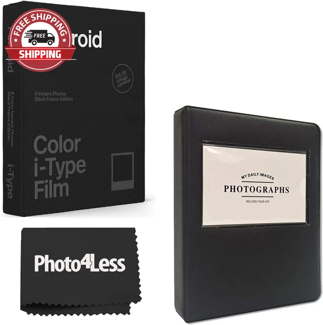 Color Film for I-Type - Black Frame (8 Exposures) + Black Album Holds 32 Photos