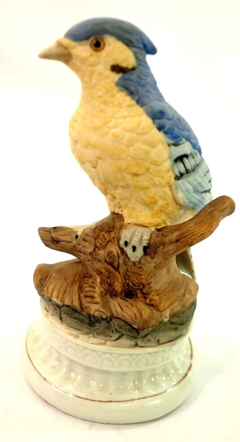 Blue Jay Porcelain Hand Painted Figurine Music Box Plays Send in the Clowns