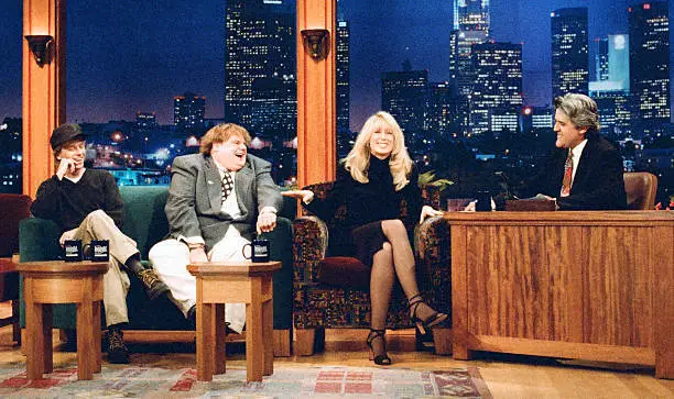 Actors David Spade And Chris Farley On Leno 1995 Old Television Photo 1