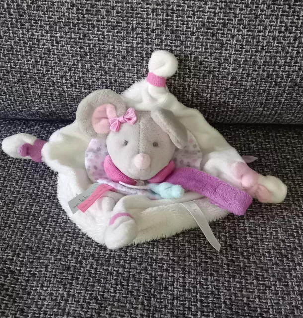 D3 DOUDOU et COMPAGNIE SOURIS PEARLY PLAT ROSE BLANC
