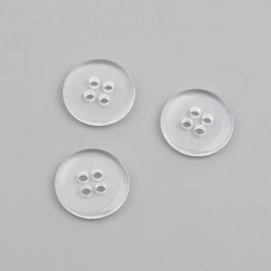 Buttons Clear Round 15mm Resin Sewing 4 Hole Scrapbooking Cardmaking Knitting