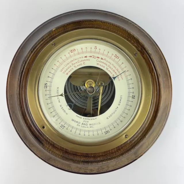 Vintage Word and Works Barometer Wood Framed St. Lois Mo