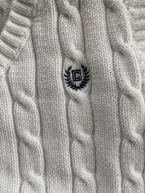 Chaps Cable Knit White Sweater Vest Boy’s Size Medium (10-12) 3