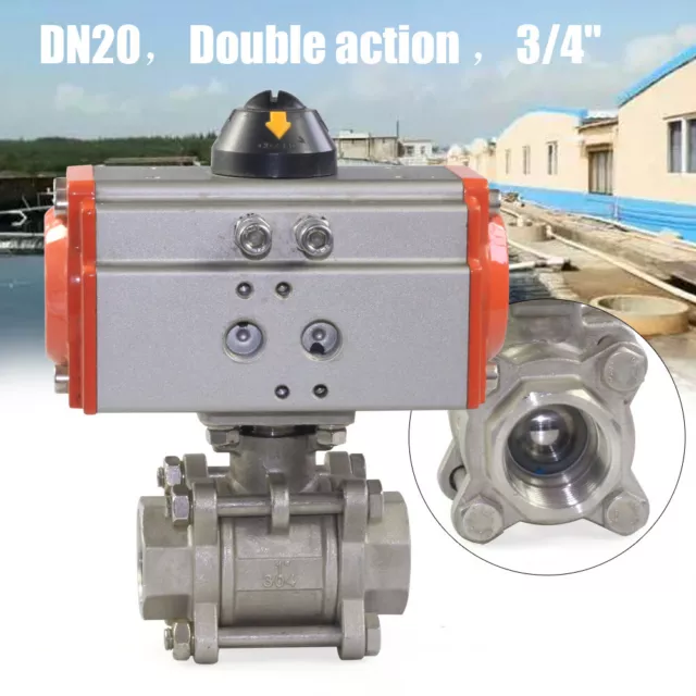 3/4" Pneumatic Ball Valve Double Acting Air Actuated Ball Valve Stainless Steel
