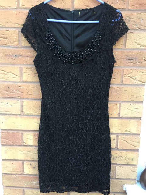 Abito da donna senza marchio (poss River Island/Next) taglia small nero (616)