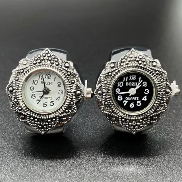 Ring Watch Elastic Stretchy Rings Digital Watch Round Quartz Finger Rings