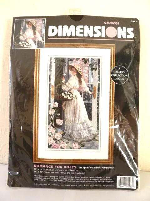 Dimensions 'ROMANCE FOR ROSES' 1483 Crewel Embroidery Stitch Kit 25cm x 46cm NEW