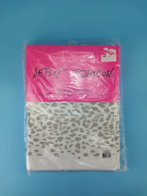 Betsey Johnson Leopard Stripe Dobby Khaki Beige Shower Curtain Cotton Polyester