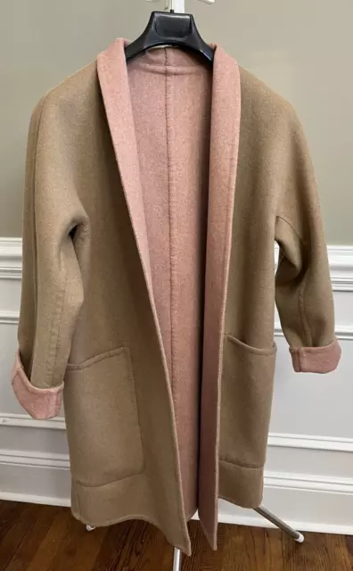 VInce Wool Blend Shawl Collar Coat Reversible Camel/ SalmonPink Size M