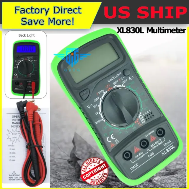 LCD Digital MULTIMETER Voltmeter Ammeter Ohmmeter Volt AC DC Tester Leads Meter