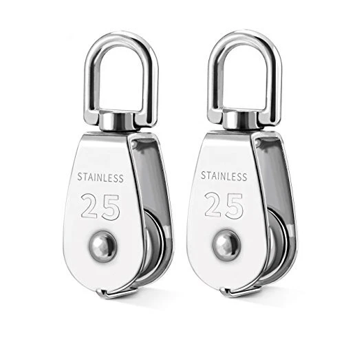 Davias 2Pcs 25MM Single Pulley Block in 304 Stainless Steel M25 Pulley Roller