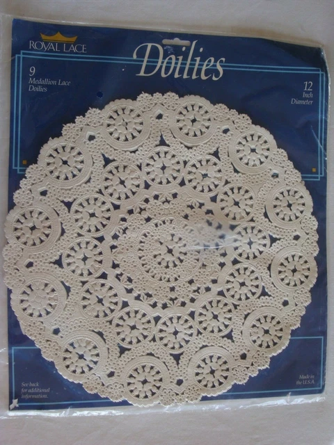 9 Royal Lace Medallion Lace Doilies  NEW 12 inch diameter