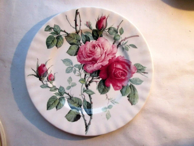 Belle assiette en porcelaine anglaise de Roy KIRKHAM, décor de roses