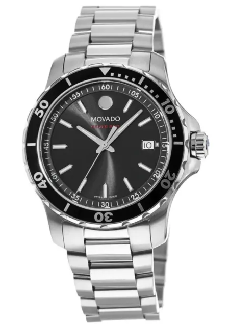 Movado Series 800 42mm Men's Diver Stainless Steel Watch Ref. 2600135 NEW