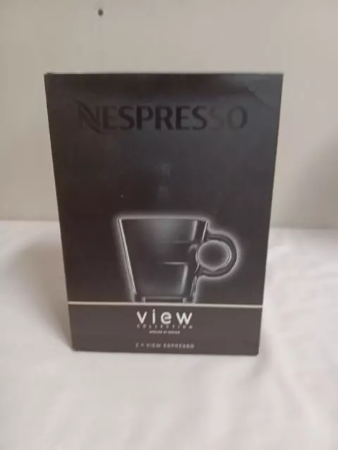 Nespresso View Cappuccino Collection Cups & Stainless Saucer Set Of 2 Coffee NEW