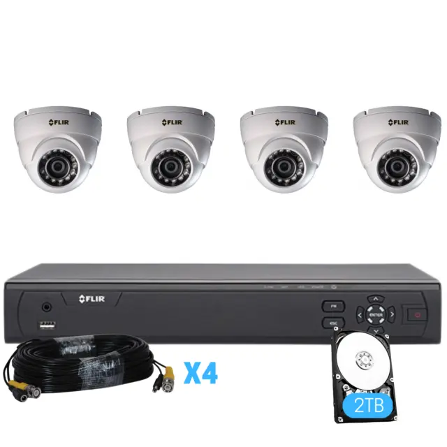 Flir Digimerge MPX Wired Home Security Camera System,4 Ch 2TB DVR, 4xCams(M.Ref)