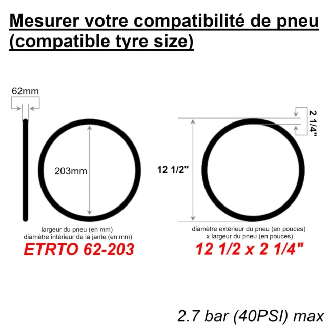 Chambre à air 12 1/2 x 2 1/4" (12.5 x 2.25") valve coudée poussette vélo enfant 2