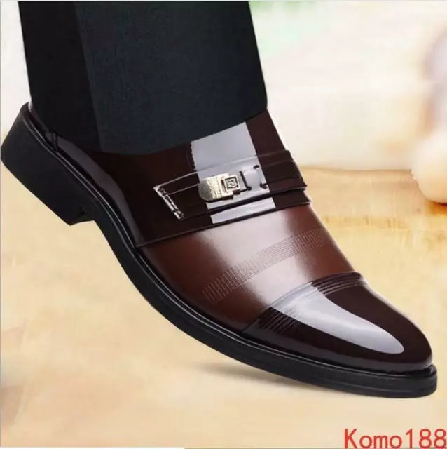 Men's Pointed Toe Blcok heel Dress Formal Business Slip On Loafers Shoes