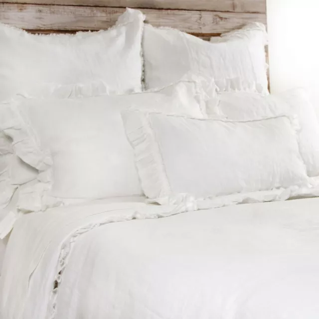 Pom Pom at Home Hilde Mathilde Linen 3P King Duvet Cover shams Set Ivory $884