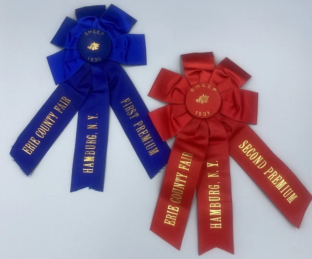 1930 1931 Sheep Ribbon Awards Erie County Fair Hamburg NY New York 1st & 2nd OLD