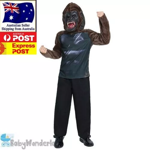 Kids Boys King Kong Gorilla Costume Cosplay Party Outfits Halloween Book Week