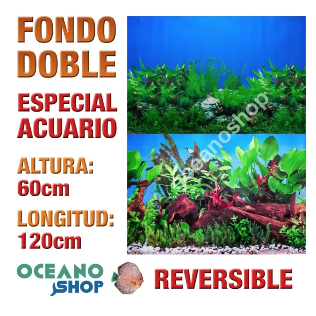 FONDO 120x60cm DOBLE CARA REVERSIBLE DECORATIVO ACUARIO MAR Y ALGAS D403