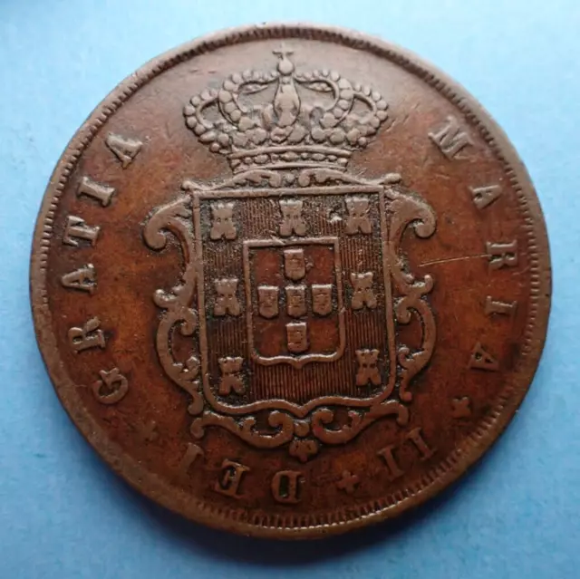 Portugal, 10 Reis 1846, como se muestra.