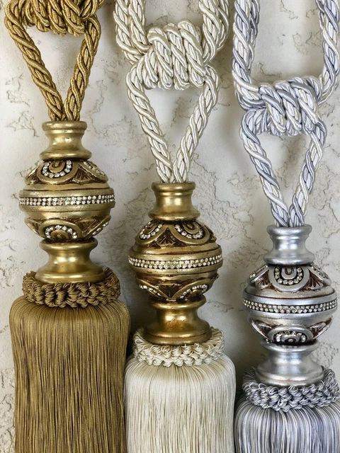 Curtain Rhinestone Tie Backs Elegant French 13" Tassels Curtain Tie Back