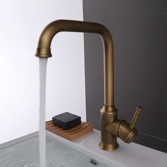 Retro Küche Wasserhahn 360°Drehbar Messing-Spültischarmatur Einhebel Spüle Gold