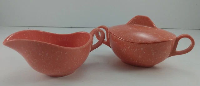 VTG Speckled Confetti Sugar Creamer Melmac Melamine Retro Kitchen Orange 60s 70s
