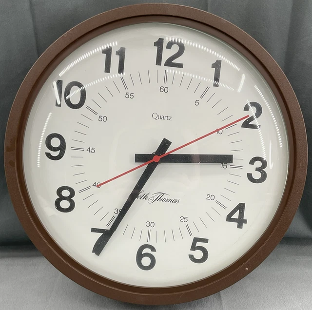 SETH THOMAS QUARTZ School Style Wall Clock Battery Operated Working