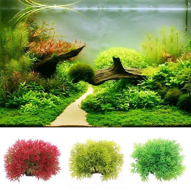 New Water Grass Plastic Short Wide Plant Simulation Artificial Plants Aquarium_w